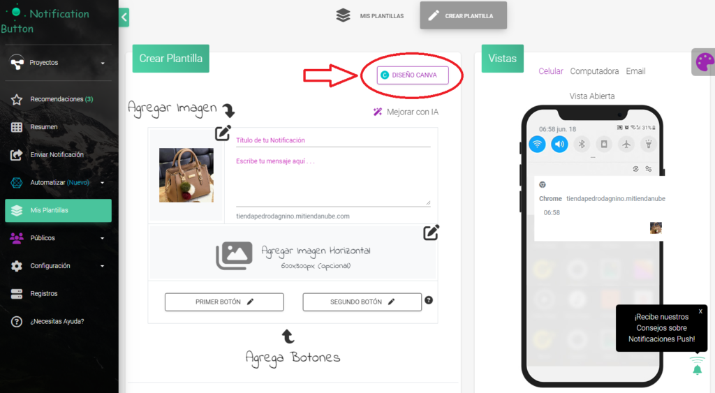 Cómo conectar tu Canva a la app 3