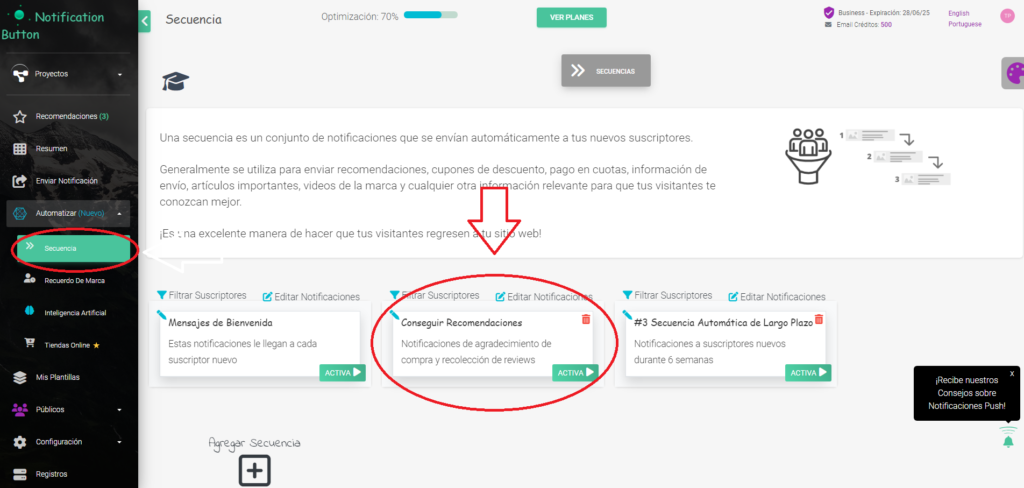 Qué es la Secuencia “Conseguir Recomendaciones” 2